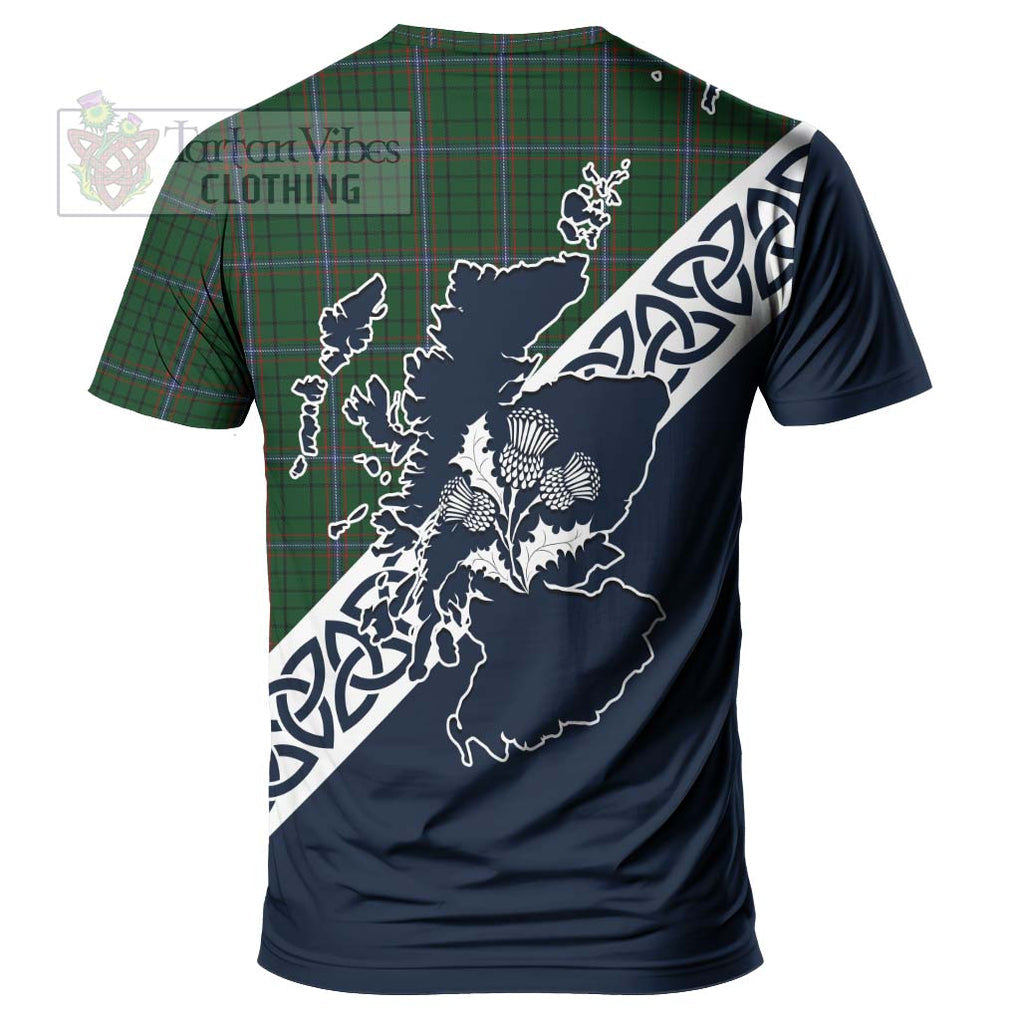 MacRae (McRae) Tartan T-Shirt Featuring Thistle and Scotland Map