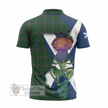 MacRae (McRae) Tartan Family Crest Zipper Polo Shirt Scottish Thistle Celtic Inspired - Tartan Vibes Clothing
