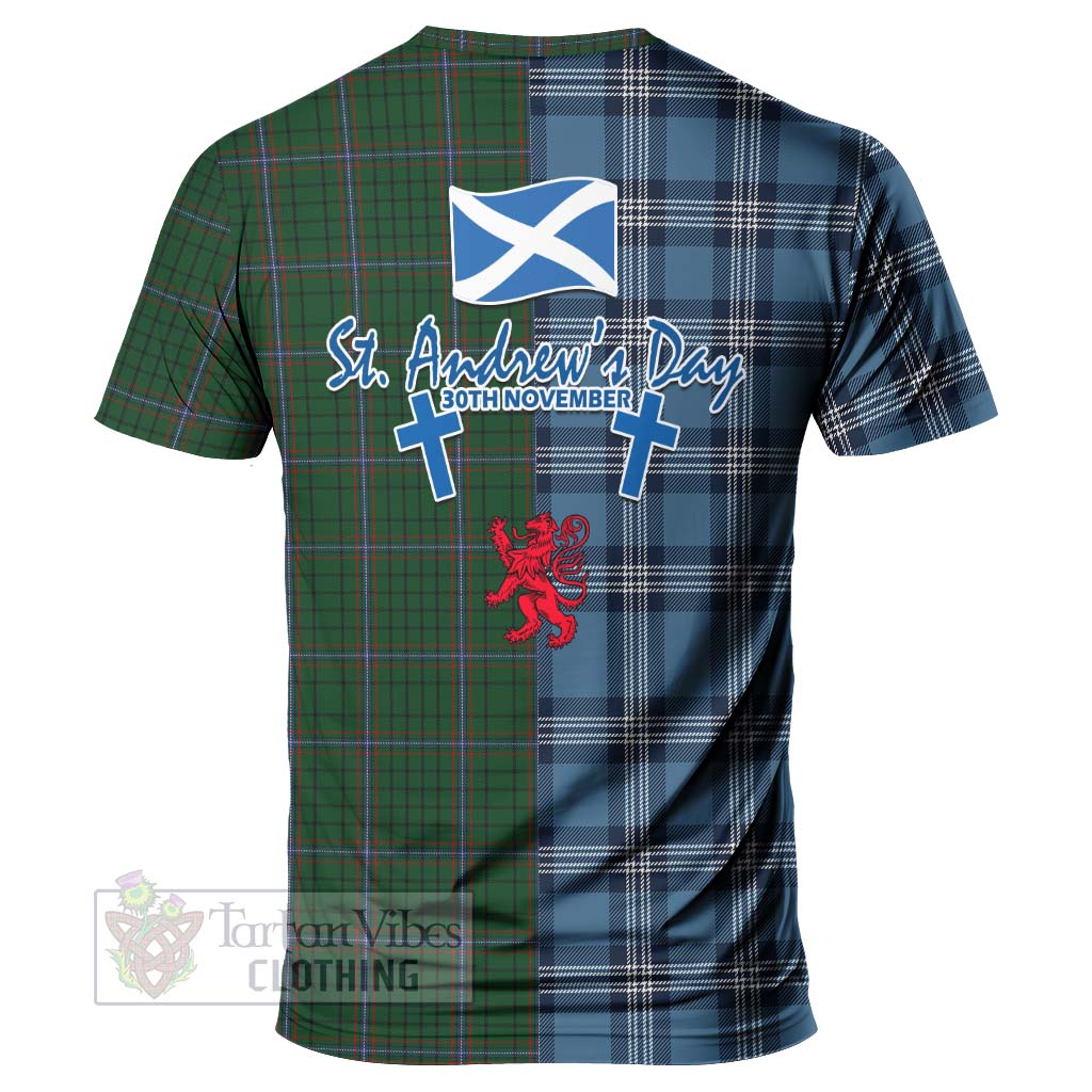 Tartan Vibes Clothing MacRae (McRae) Tartan T-Shirt Happy St. Andrew's Day Half Tartan Style