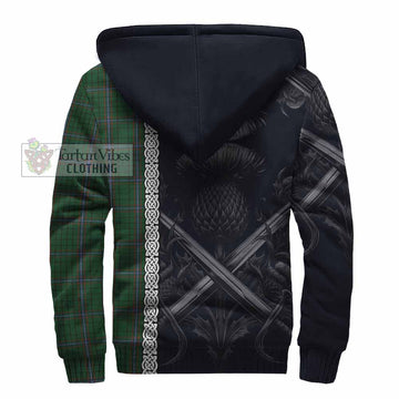 MacRae (McRae) Tartan Sherpa Hoodie with Family Crest Cross Sword Thistle Celtic Vibes