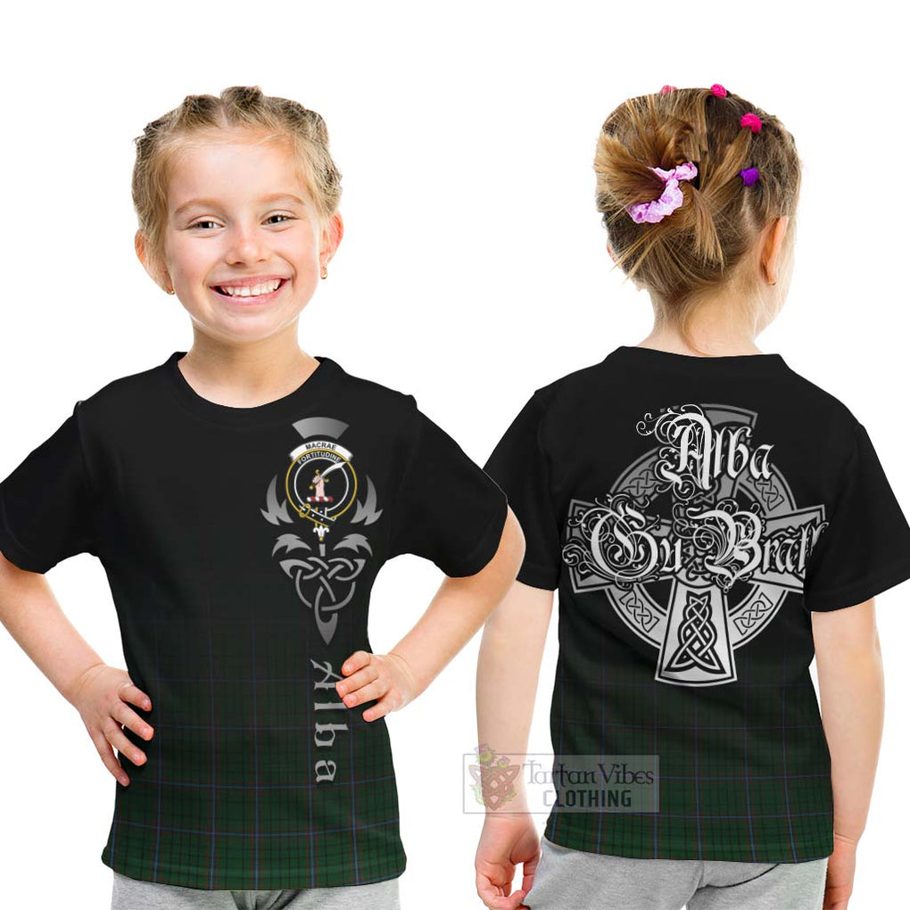 Tartan Vibes Clothing MacRae (McRae) Tartan Kid T-Shirt Featuring Alba Gu Brath Family Crest Celtic Inspired