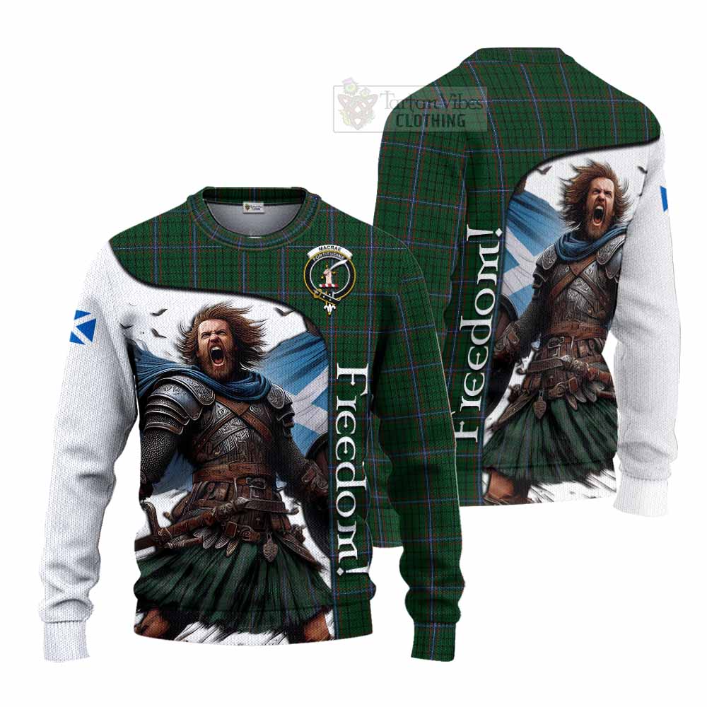 Tartan Vibes Clothing MacRae (McRae) Crest Tartan Knitted Sweater Inspired by the Freedom of Scottish Warrior