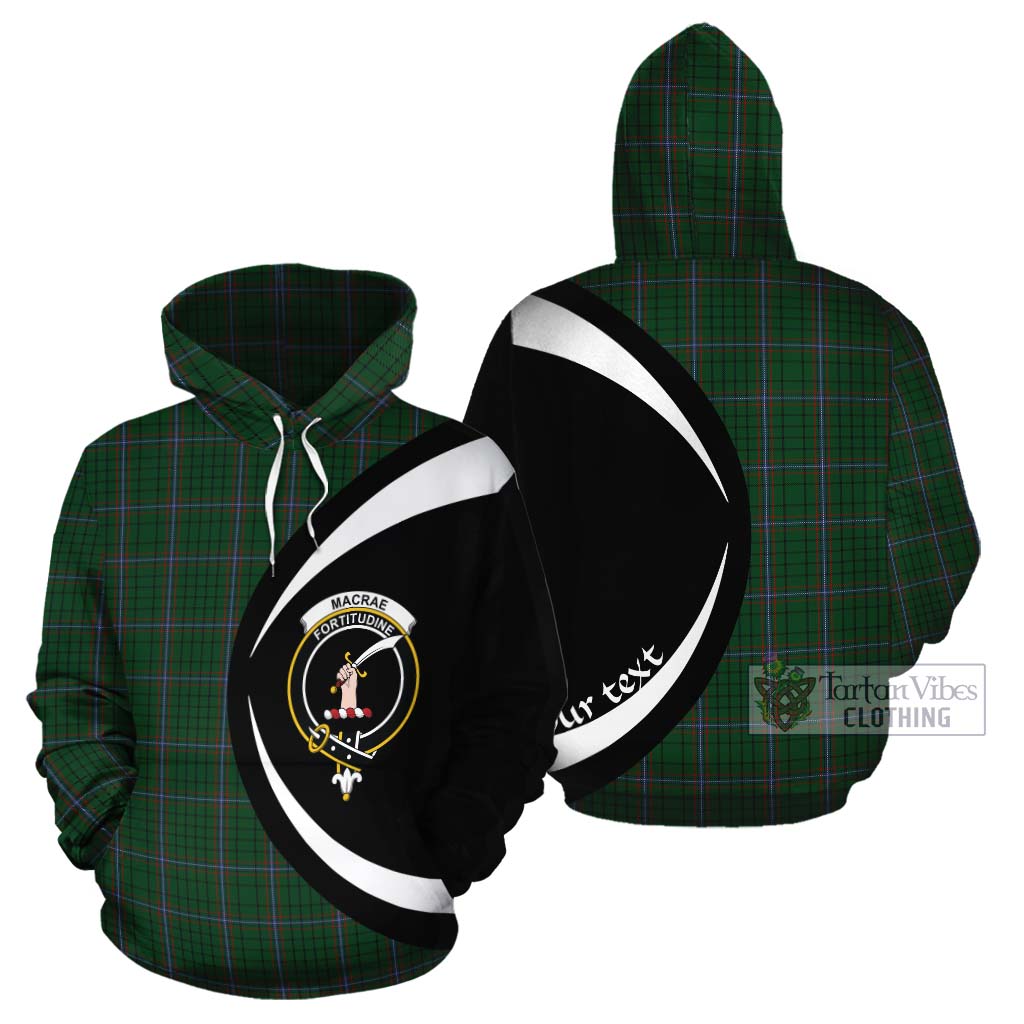 Tartan Vibes Clothing MacRae (McRae) Tartan Cotton Hoodie with Family Crest Circle Style