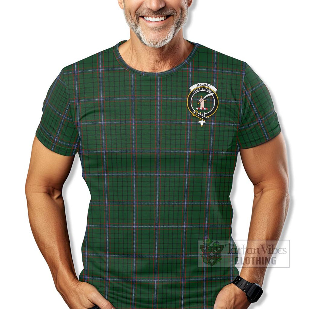 Tartan Vibes Clothing MacRae (McRae) Tartan T-Shirt with Family Crest Celtic Skull Style