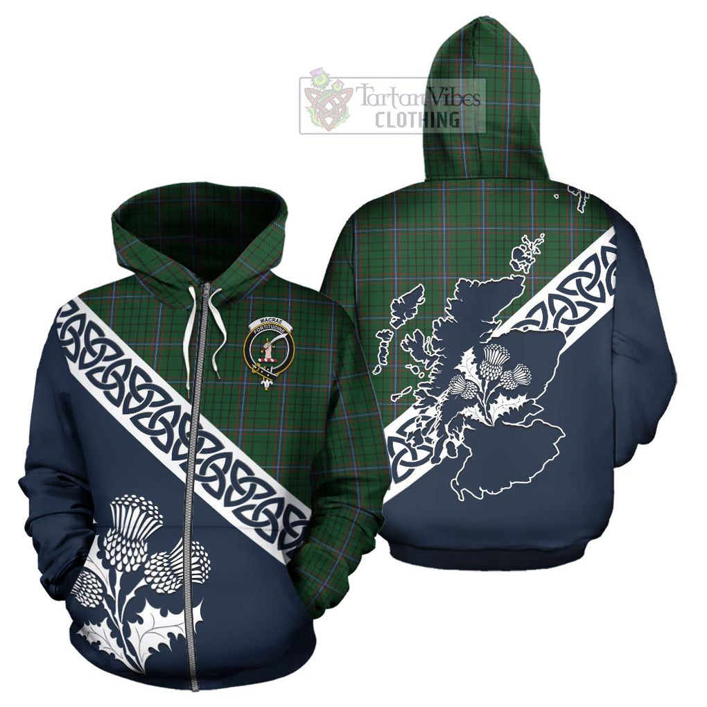 Tartan Vibes Clothing MacRae (McRae) Tartan Hoodie Featuring Thistle and Scotland Map