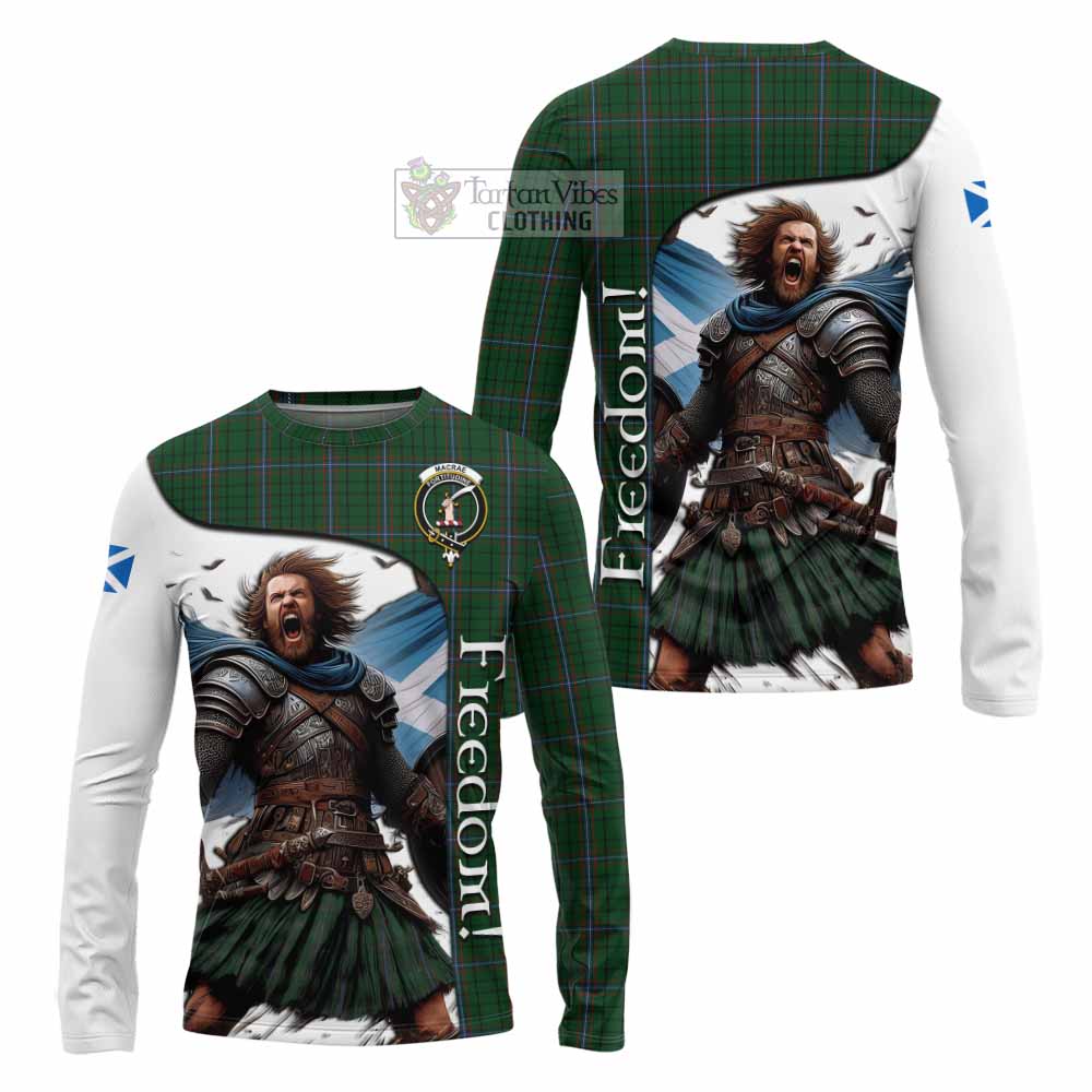 Tartan Vibes Clothing MacRae (McRae) Crest Tartan Long Sleeve T-Shirt Inspired by the Freedom of Scottish Warrior