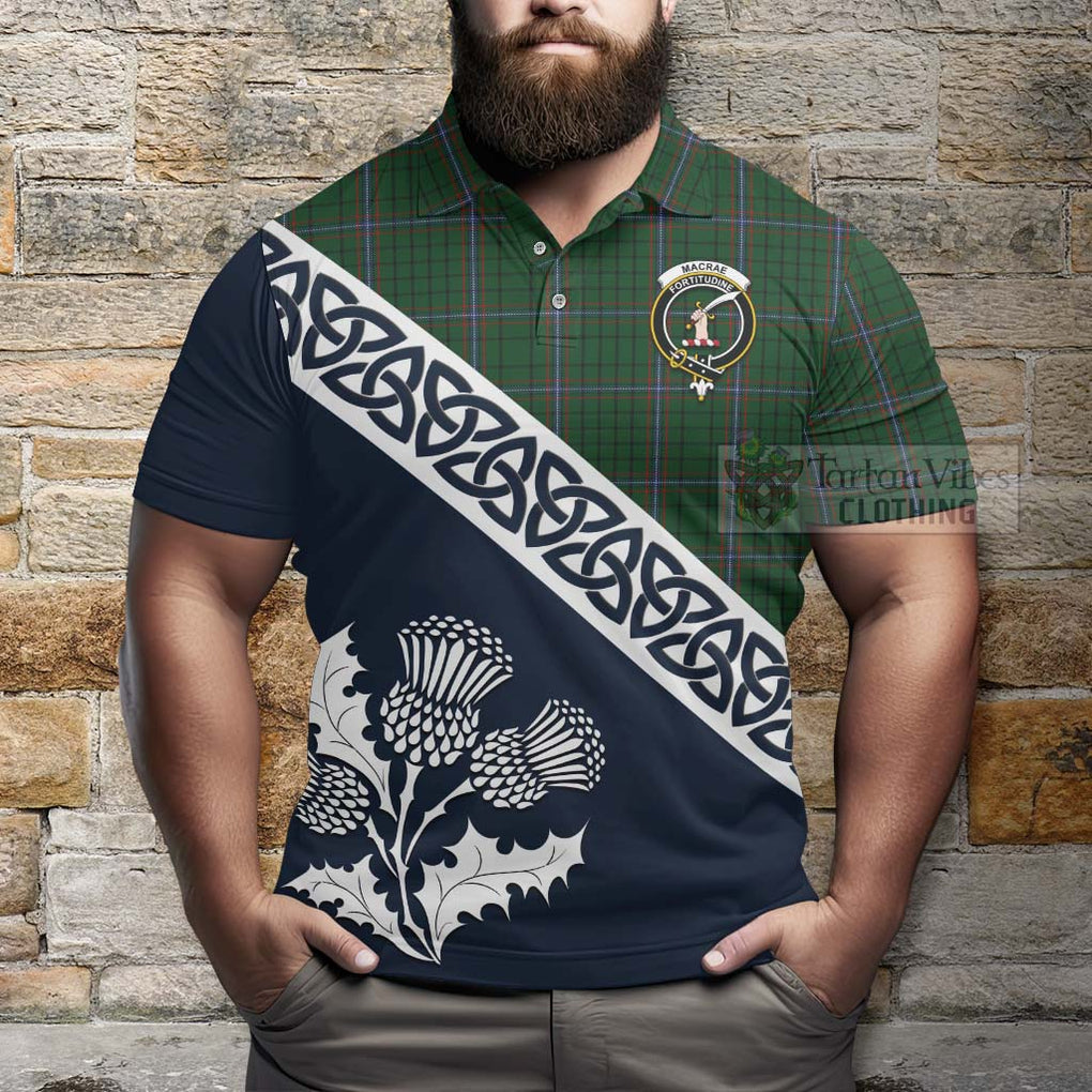 MacRae (McRae) Tartan Polo Shirt Featuring Thistle and Scotland Map - Tartanvibesclothing Store