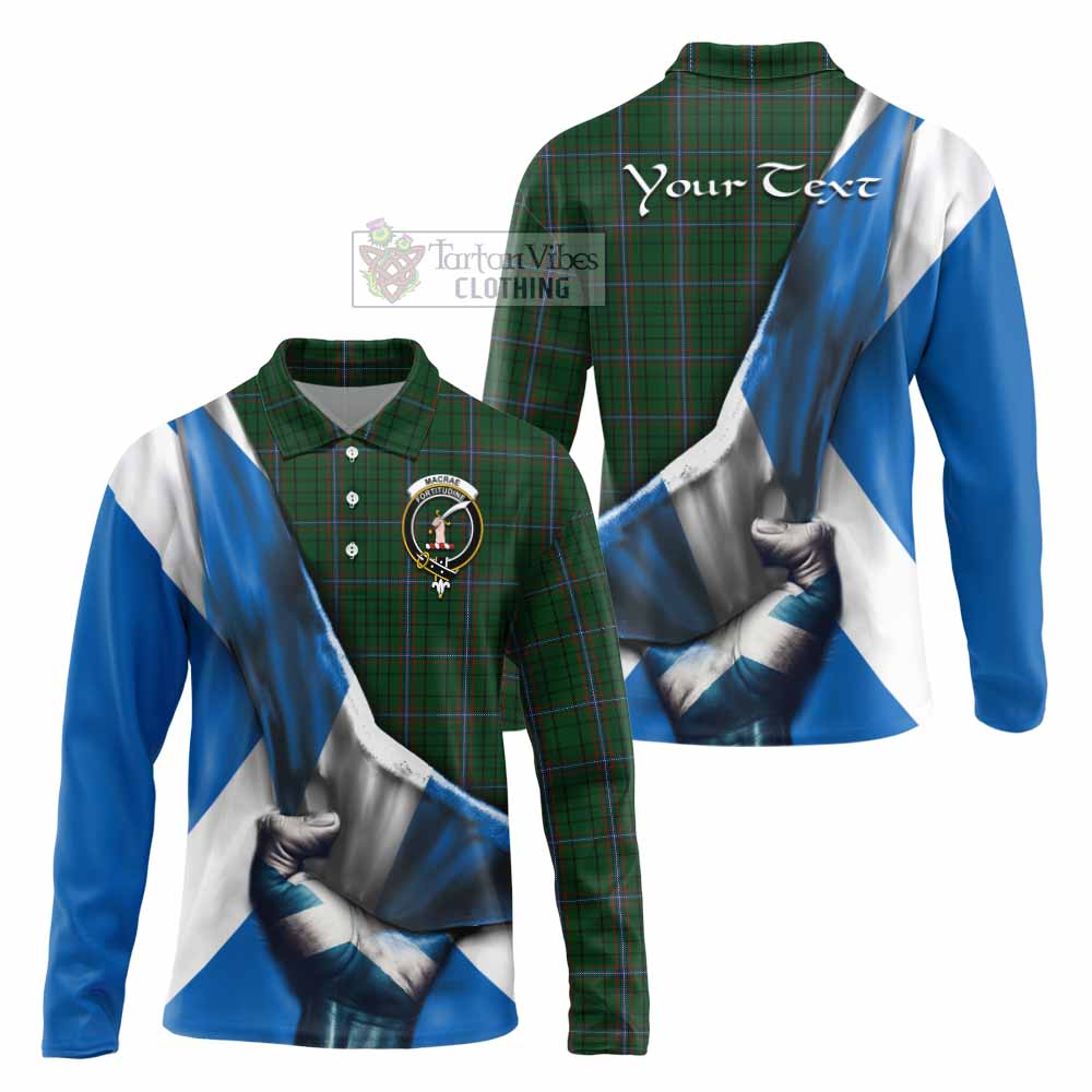 Tartan Vibes Clothing MacRae (McRae) Tartan Long Sleeve Polo Shirt with Family Crest Scotland Patriotic Style