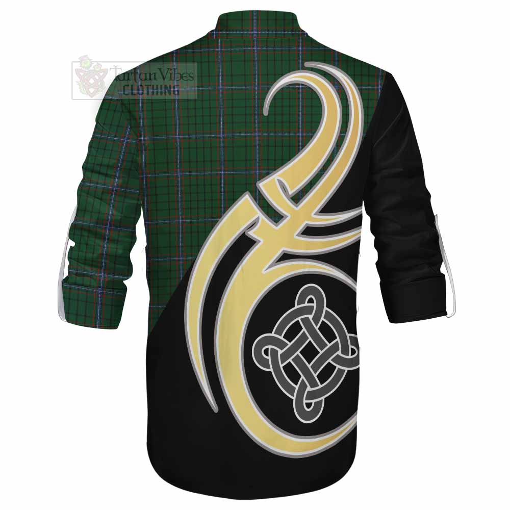 MacRae (McRae) Tartan Ghillie Kilt Shirt with Family Crest and Celtic Symbol Style - Tartan Vibes Clothing