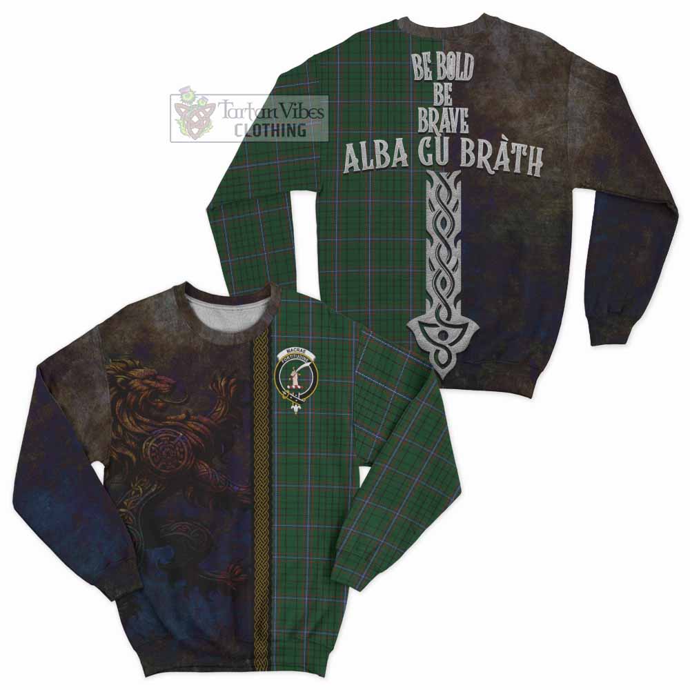 MacRae (McRae) Tartan Family Crest Sweatshirt Alba Gu Brath Be Brave Lion Ancient Style - Tartan Vibes Clothing