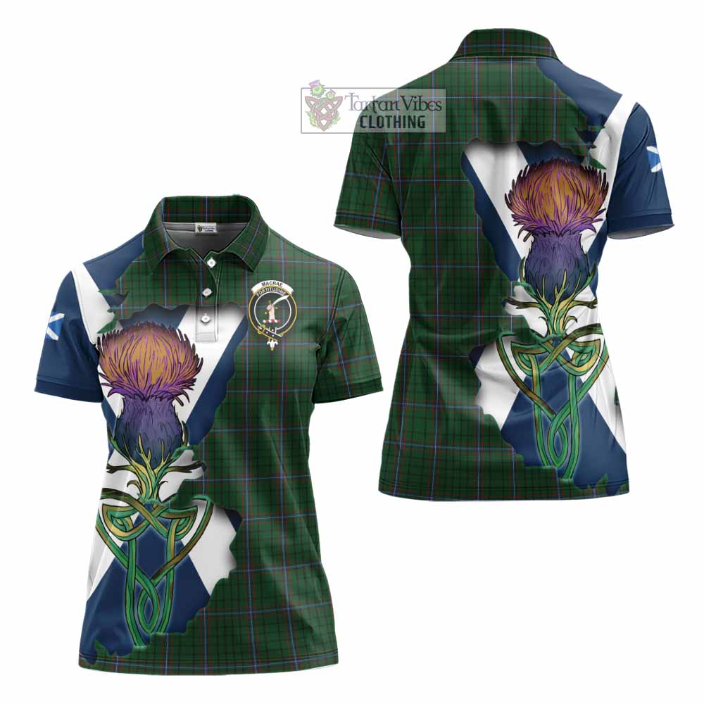 MacRae (McRae) Tartan Family Crest Women's Polo Shirt Scottish Thistle Celtic Inspired - Tartan Vibes Clothing