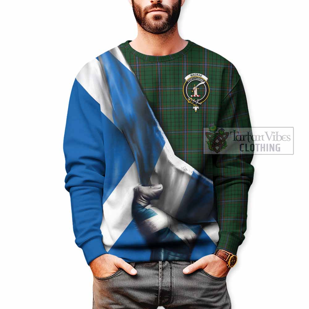 Tartan Vibes Clothing MacRae (McRae) Tartan Sweatshirt with Family Crest Scotland Patriotic Style