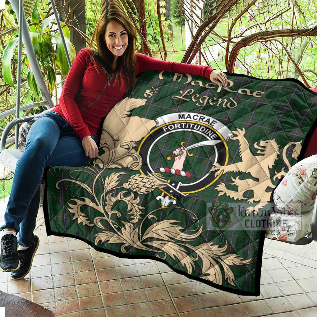 Tartan Vibes Clothing MacRae (McRae) Tartan Quilt with Family Crest and Scottish Symbol Style