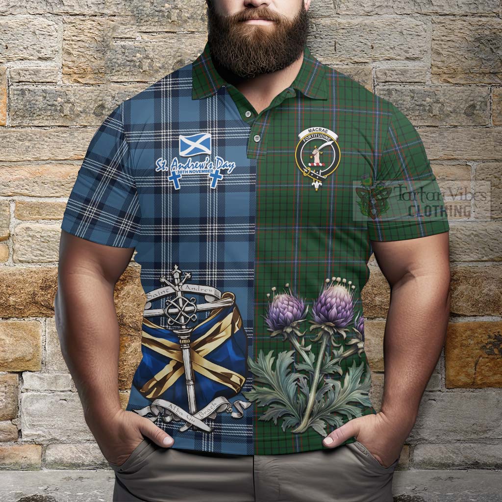 Tartan Vibes Clothing MacRae (McRae) Tartan Polo Shirt Happy St. Andrew's Day Half Tartan Style