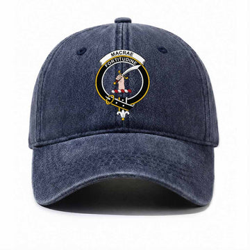 MacRae (McRae) Scottish Clan Crest Washed Baseball Cap One Size (Adjustable) Navy - Tartan Vibes Clothing