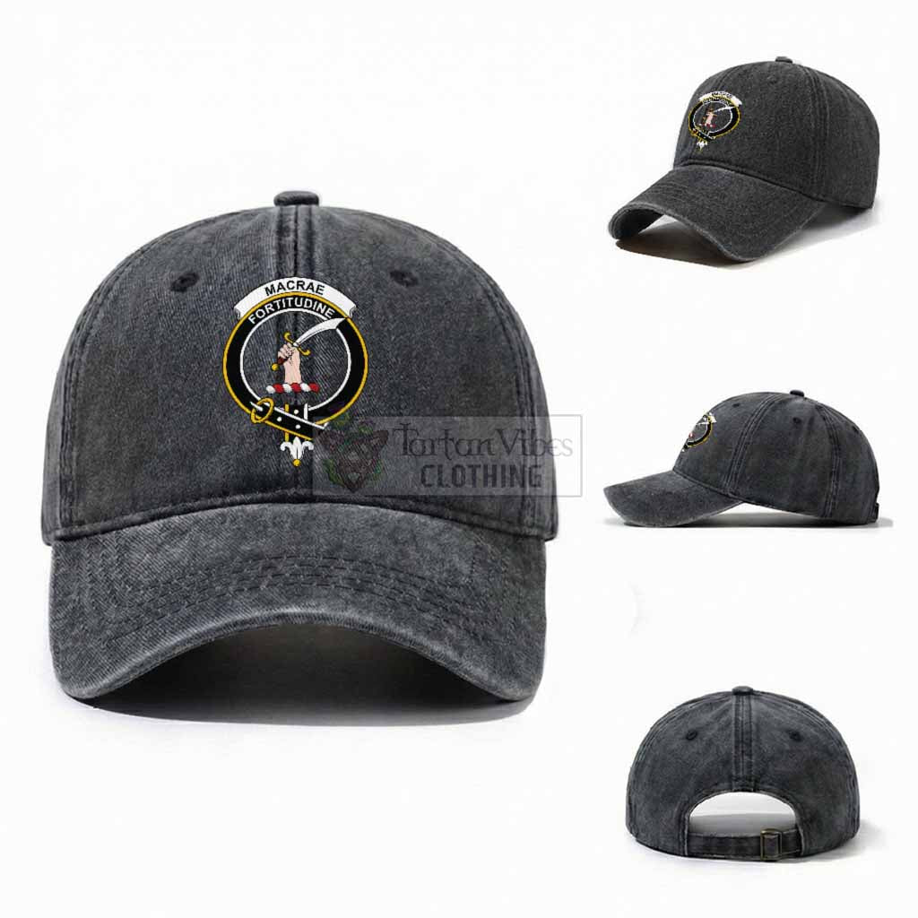 MacRae (McRae) Scottish Clan Crest Washed Baseball Cap One Size (Adjustable) Dark Gray - Tartan Vibes Clothing