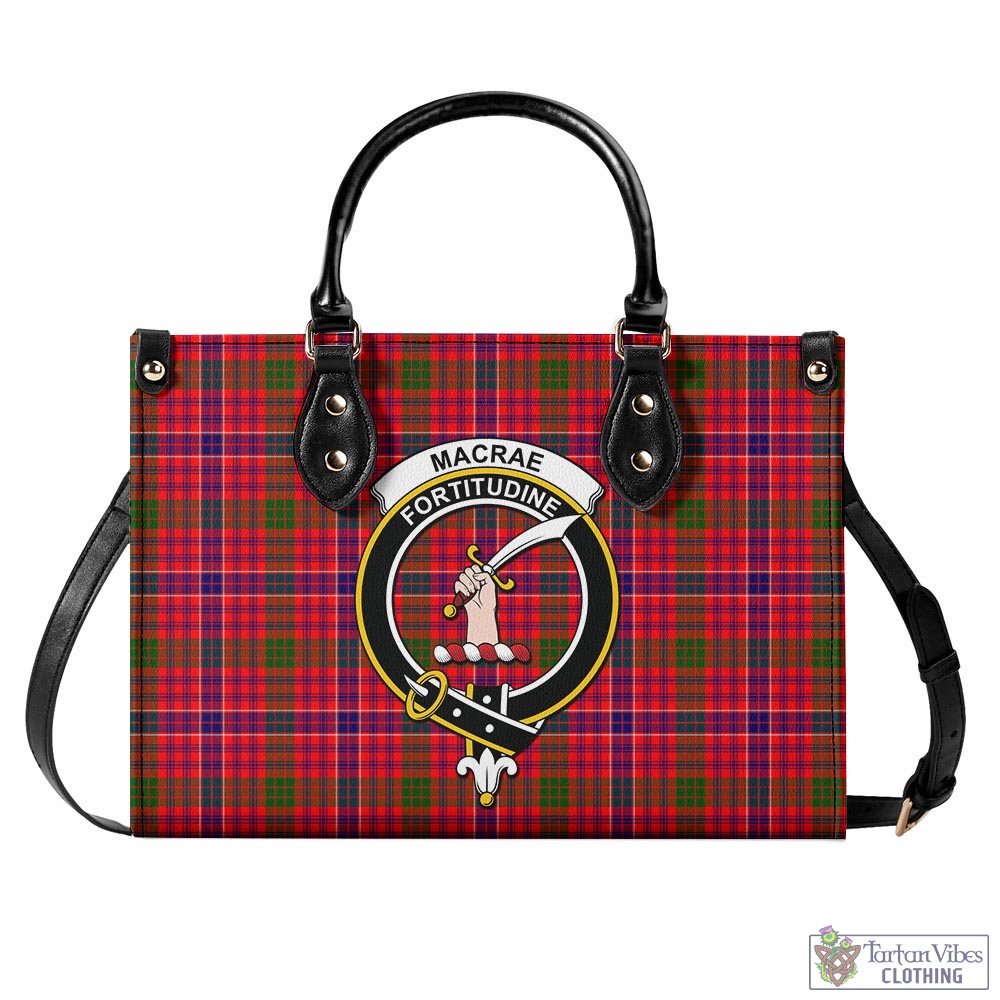 Tartan Vibes Clothing MacRae Modern Tartan Luxury Leather Handbags with Family Crest