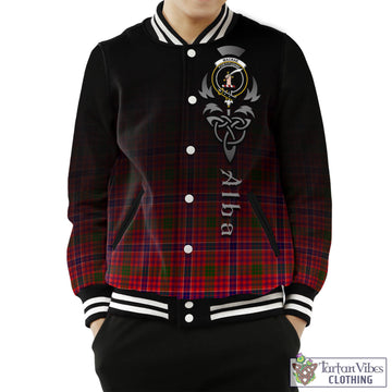 MacRae Modern Tartan Baseball Jacket Featuring Alba Gu Brath Family Crest Celtic Inspired