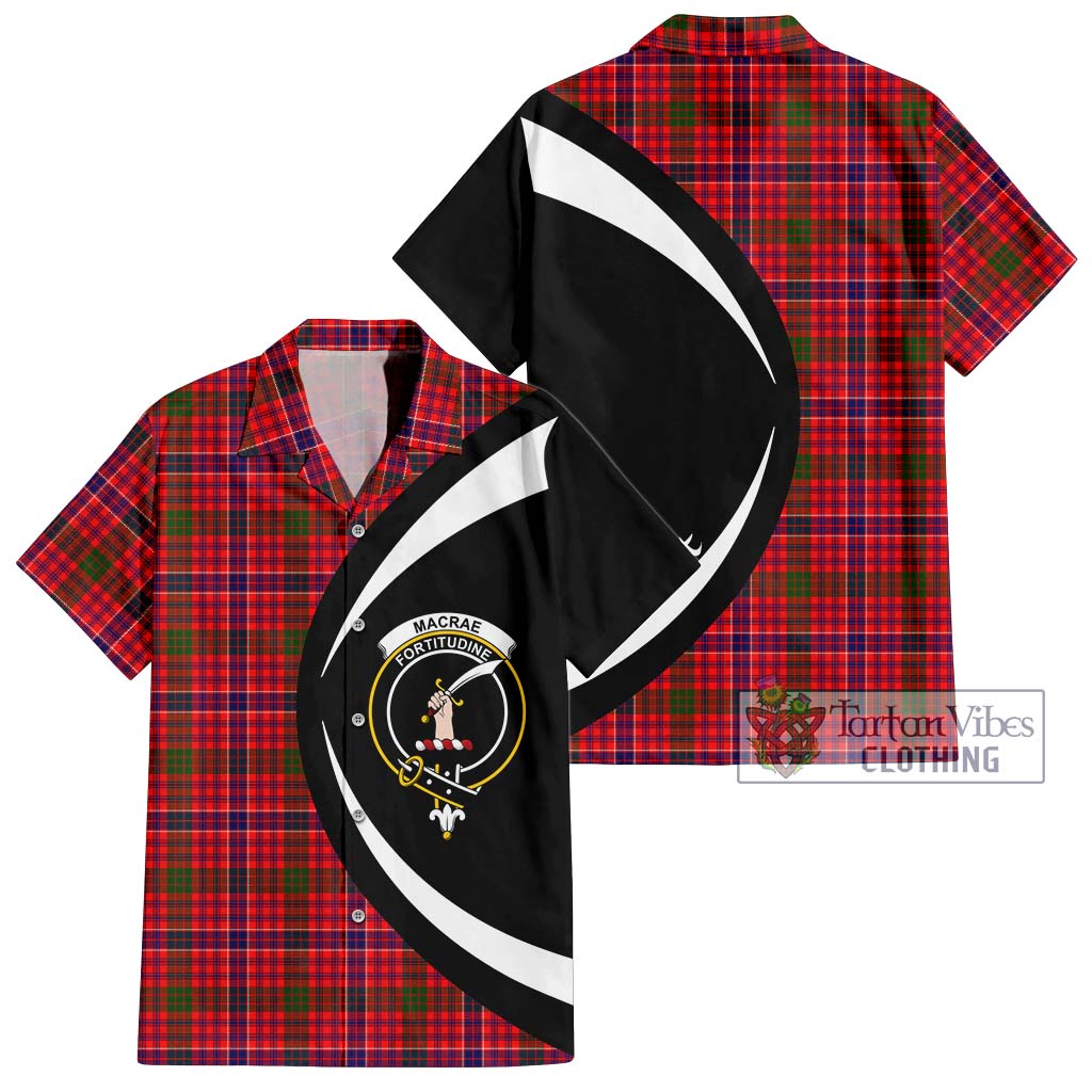 MacRae Modern Tartan Short Sleeve Button Up with Family Crest Circle Style Kid - Tartan Vibes Clothing