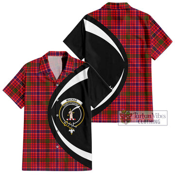 MacRae Modern Tartan Short Sleeve Button Up with Family Crest Circle Style