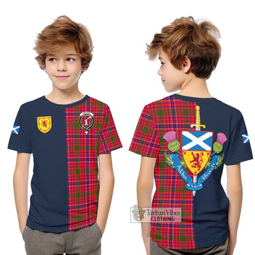 MacRae Modern Tartan Kid T-Shirt Alba with Scottish Lion Royal Arm Half Style