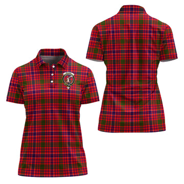 MacRae Modern Tartan Polo Shirt with Family Crest For Women