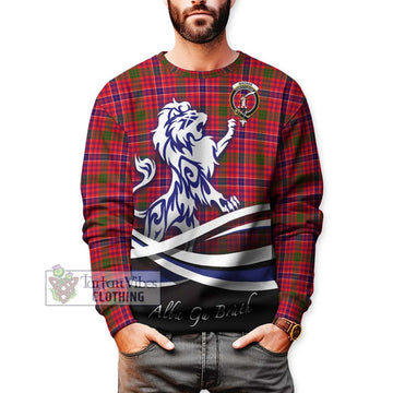 MacRae Modern Tartan Sweatshirt with Alba Gu Brath Regal Lion Emblem