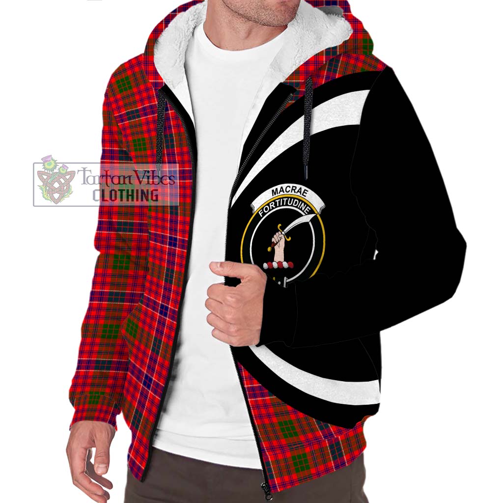 MacRae Modern Tartan Sherpa Hoodie with Family Crest Circle Style Unisex S - Tartan Vibes Clothing