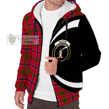 MacRae Modern Tartan Sherpa Hoodie with Family Crest Circle Style