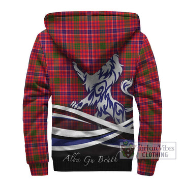 MacRae Modern Tartan Sherpa Hoodie with Alba Gu Brath Regal Lion Emblem