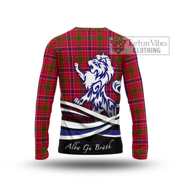 MacRae Modern Tartan Long Sleeve T-Shirt with Alba Gu Brath Regal Lion Emblem