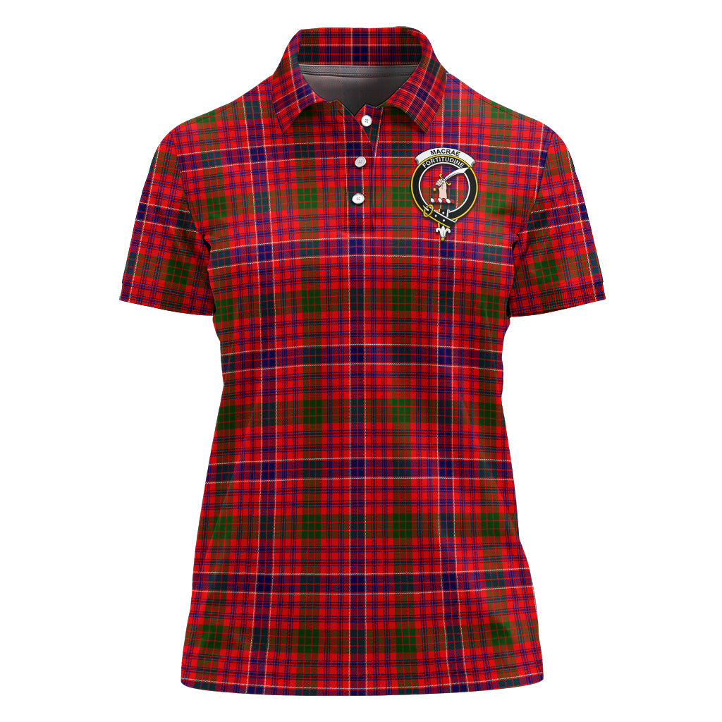 MacRae Modern Tartan Polo Shirt with Family Crest For Women - Tartan Vibes Clothing