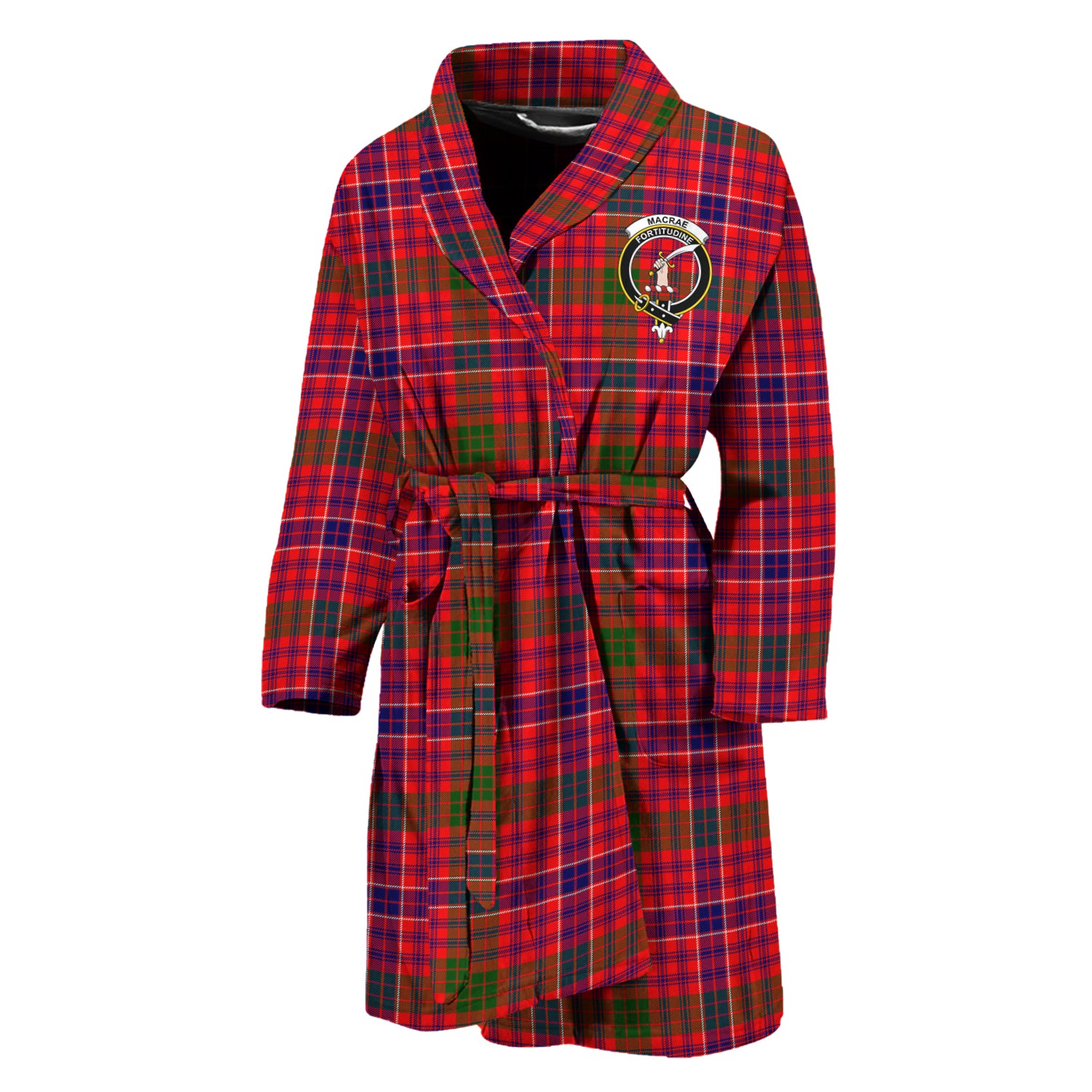 MacRae Modern Tartan Bathrobe with Family Crest Unisex M - Tartan Vibes Clothing