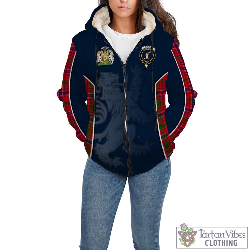 Tartan Vibes Clothing MacRae Modern Tartan Sherpa Hoodie with Family Crest and Lion Rampant Vibes Sport Style