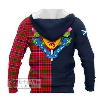 MacRae Modern Tartan Knitted Hoodie Alba with Scottish Lion Royal Arm Half Style