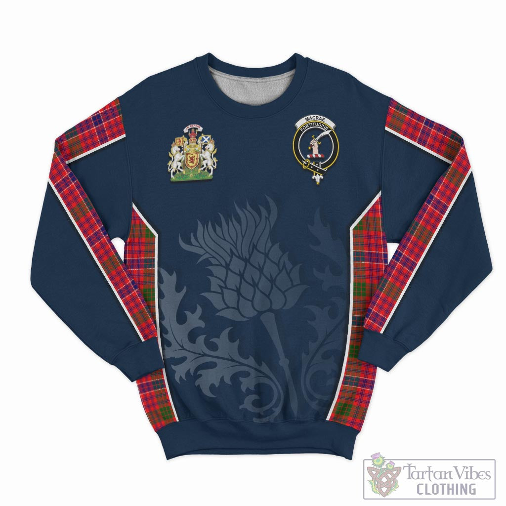 Tartan Vibes Clothing MacRae Modern Tartan Sweatshirt with Family Crest and Scottish Thistle Vibes Sport Style