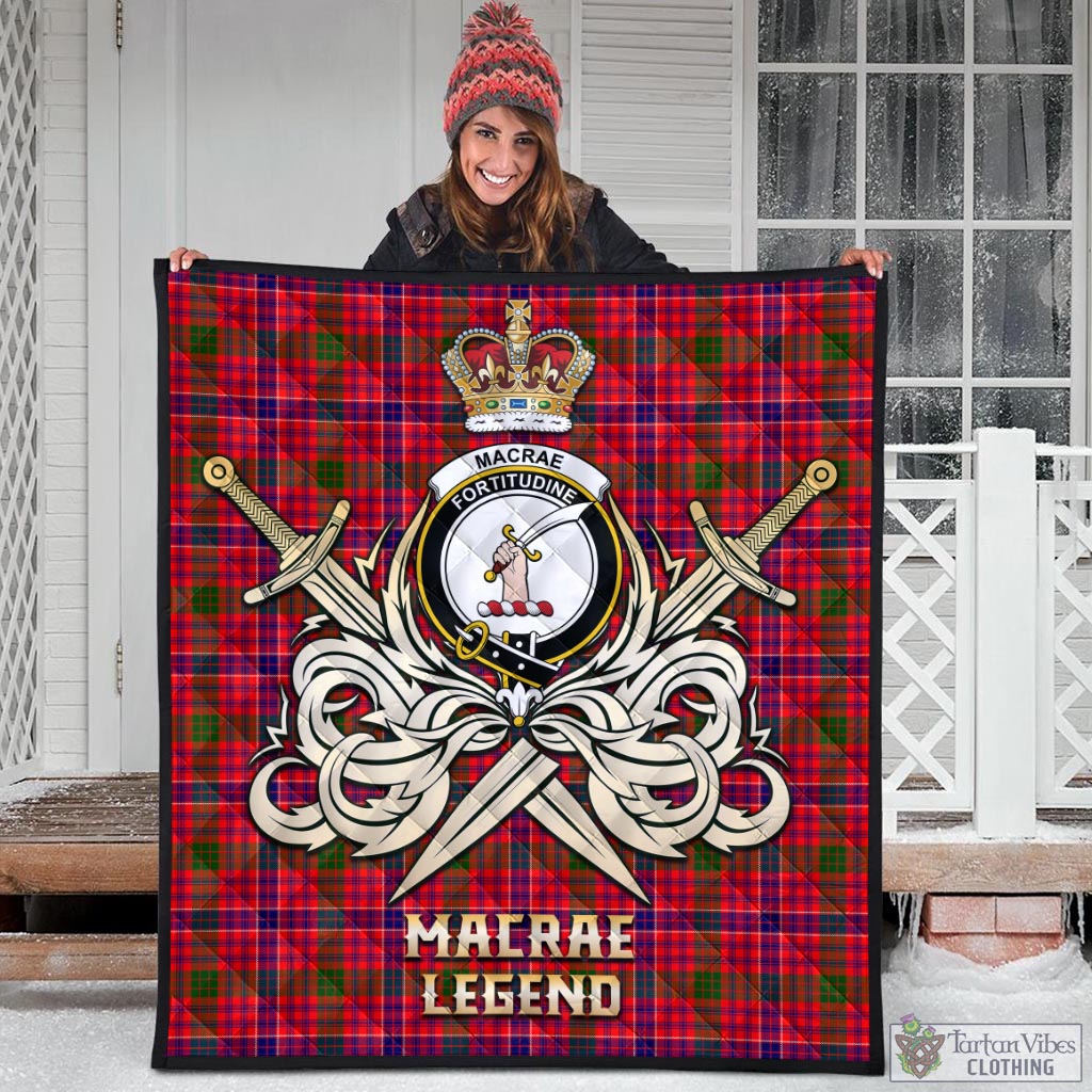 Tartan Vibes Clothing MacRae Modern Tartan Quilt with Clan Crest and the Golden Sword of Courageous Legacy