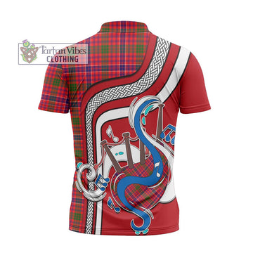 MacRae Modern Tartan Zipper Polo Shirt with Epic Bagpipe Style