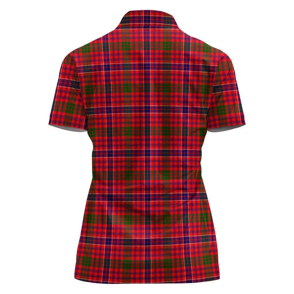 MacRae Modern Tartan Polo Shirt with Family Crest For Women - Tartan Vibes Clothing