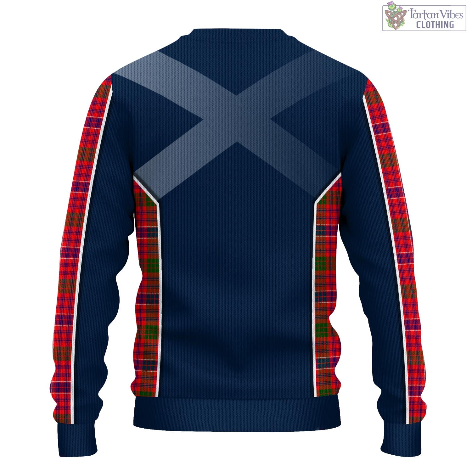 Tartan Vibes Clothing MacRae Modern Tartan Knitted Sweatshirt with Family Crest and Scottish Thistle Vibes Sport Style