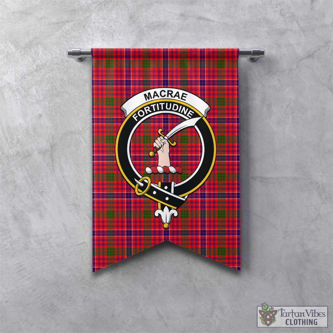 Tartan Vibes Clothing MacRae Modern Tartan Gonfalon, Tartan Banner with Family Crest