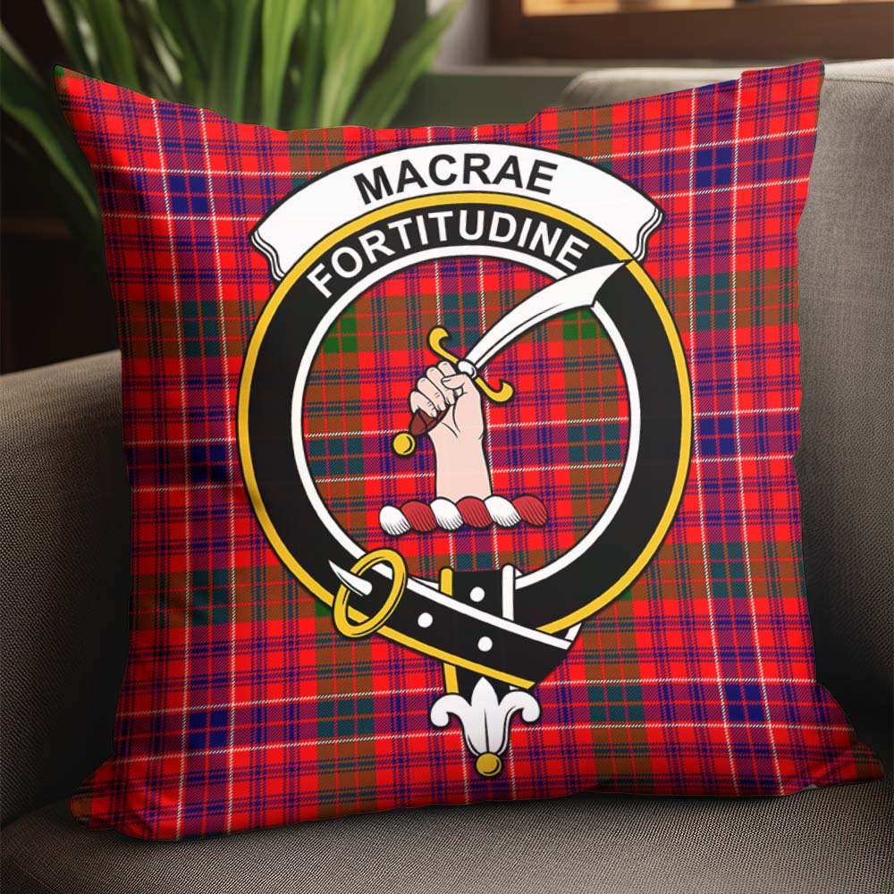 MacRae Modern Tartan Pillow Cover with Family Crest - Tartanvibesclothing