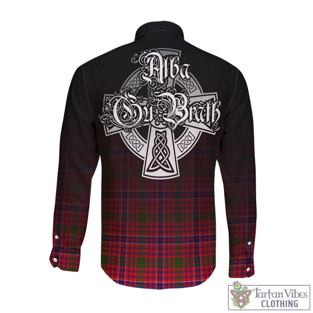 Tartan Vibes Clothing MacRae Modern Tartan Long Sleeve Button Up Featuring Alba Gu Brath Family Crest Celtic Inspired