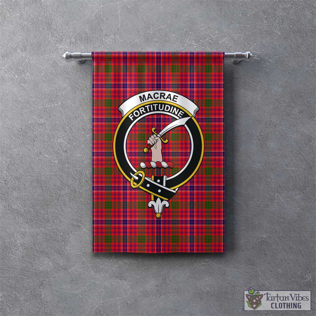 Tartan Vibes Clothing MacRae Modern Tartan Gonfalon, Tartan Banner with Family Crest