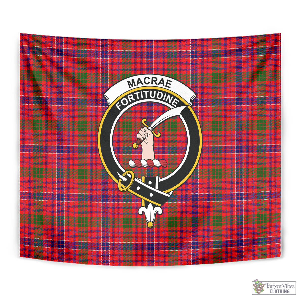 Tartan Vibes Clothing MacRae Modern Tartan Tapestry Wall Hanging and Home Decor for Room with Family Crest