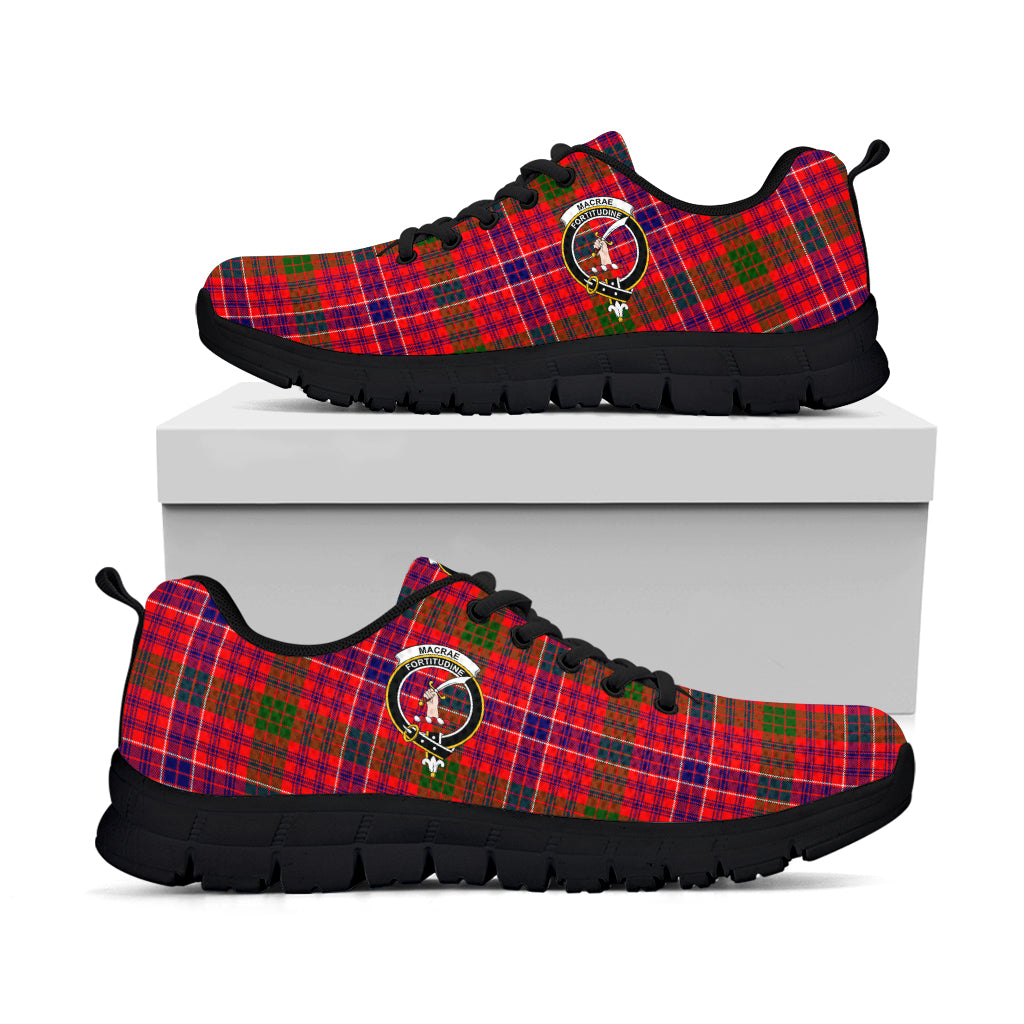 MacRae Modern Tartan Sneakers with Family Crest - Tartan Vibes Clothing