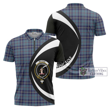 MacRae of America Tartan Zipper Polo Shirt with Family Crest Circle Style