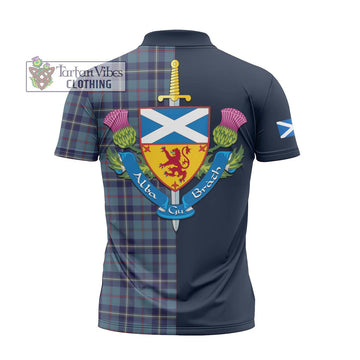 MacRae of America Tartan Zipper Polo Shirt Alba with Scottish Lion Royal Arm Half Style