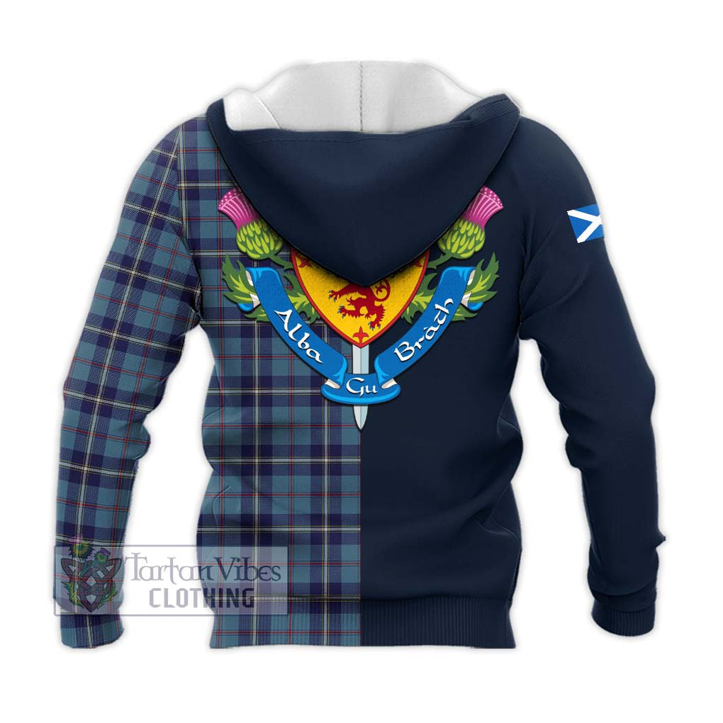 Tartan Vibes Clothing MacRae of America Tartan Knitted Hoodie with Scottish Lion Royal Arm Half Style