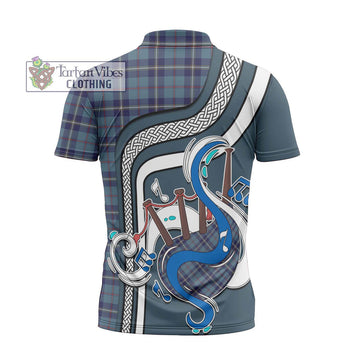 MacRae of America Tartan Zipper Polo Shirt with Epic Bagpipe Style